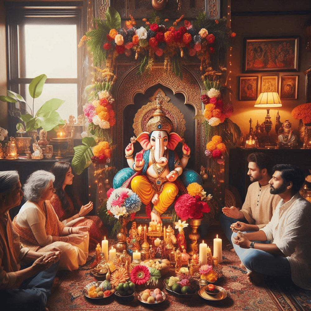 Ganesh Puja setup at home